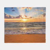 Ozeansonnenaufgang, tiefblauer Horizont. Fleecedecke (Vorderseite (Horizontal))