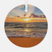 Ozeansonnenaufgang, tiefblauer Horizont. Ornament Aus Glas (Rückseite)