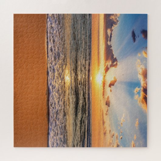 Ozeansonnenaufgang, tiefblauer Horizont. Puzzle (Horizontal)