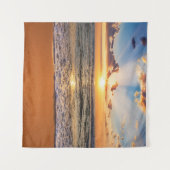 Ozeansonnenaufgang, tiefblauer Horizont. Wandteppich (Vorderseite (Horizontal))