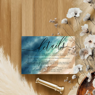 Ozeanstrand Blau Aquarell Elegante Kalligrafie RSVP Karte