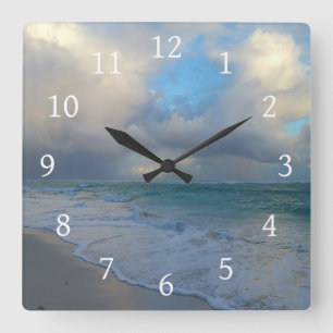 Ozeanstrand des Fotos 21 Quadratische Wanduhr
