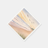 Ozeanstrand | Helle luftige Aquarellmalerei Serviette (Ecke)