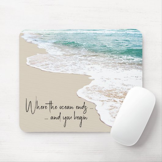 Ozeanstrand Inspirationszitat Mousepad (Mit Mouse)