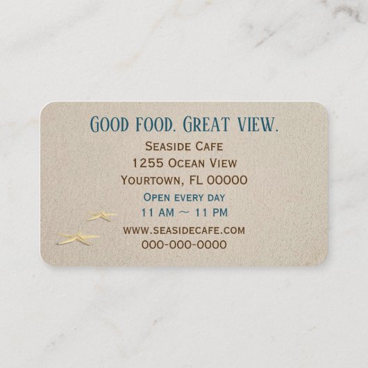 Ozeanstrand mit Brandung Visitenkarte (Rückseite)