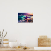 Ozeanstrand mit violettem Seestern Poster (Küche)