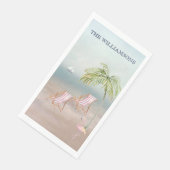 Ozeanstrand Personalisierte Palmen Flamingo Serviette (Ecke)