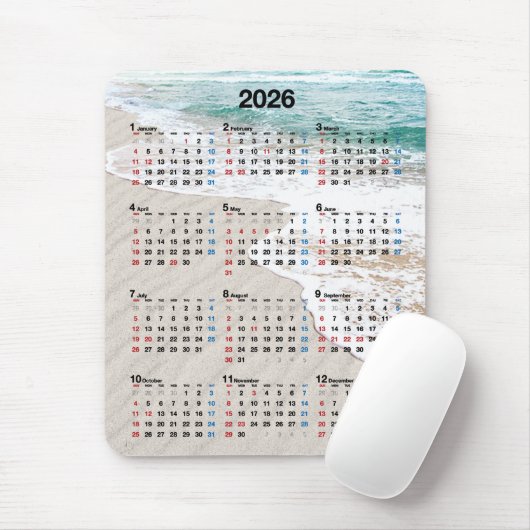 Ozeanstrand Sand 2026 Kalender  Mousepad (Mit Mouse)