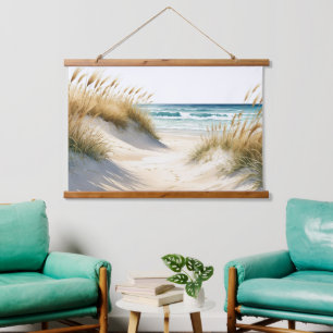 Ozeanstrand Sanddünen Gräser Weg Strand Kunst Wandteppich Mit Holzrahmen