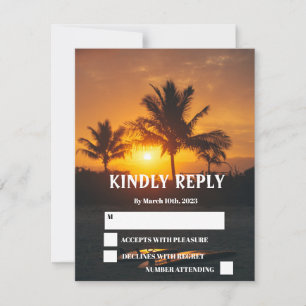Ozeanstrand Tropischer Sonnenuntergang Hochzeit RS RSVP Karte