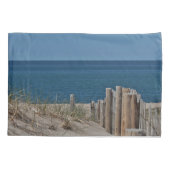 Ozeanstrand und Strandzaun Kissenbezug (Rückseite)