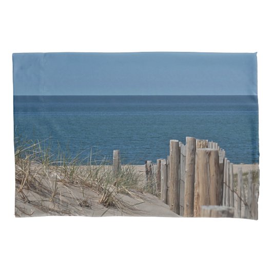 Ozeanstrand und Strandzaun Kissenbezug (Vorderseite)