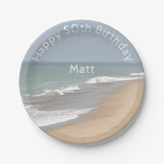 Ozeanstrand und -wellen pappteller (Vorderseite)