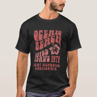 Ozeanstrand Wilde Welle Surf Ästhetik Wörter auf d T-Shirt
