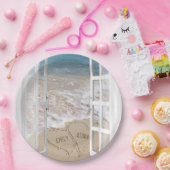 Ozeanstrandherzen im Fenster Pappteller (Party)