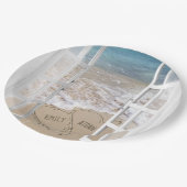 Ozeanstrandherzen im Fenster Pappteller (Schrägansicht)