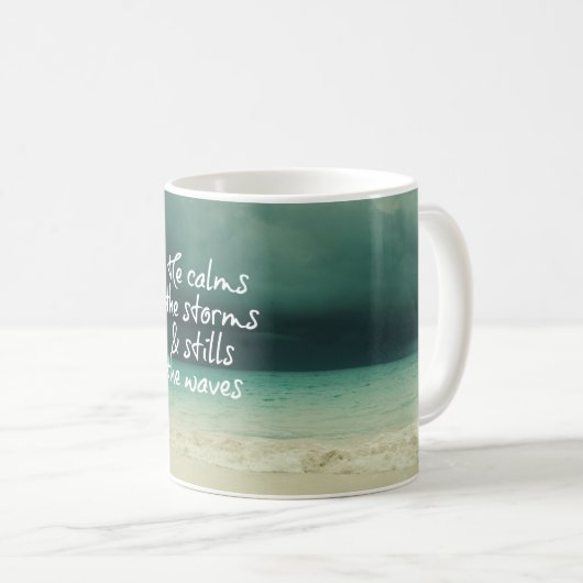 Ozeansturm mit Gottes Zitat Kaffeetasse (VorderseiteRechts)