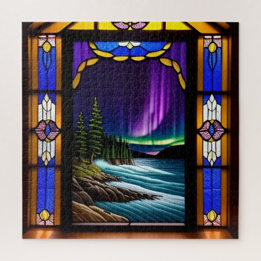 Ozeanszene und farbenfrohe Aurora-Anzeige Puzzle (Vertikal)