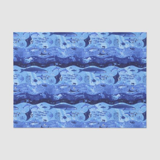 Ozeantiefenzonen - Unterwassertiere Seidenpapier (Vorderseite)