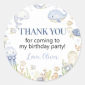 Ozeantiere Junge unter dem Meer Geburtstag Runder Aufkleber (Vorderseite)