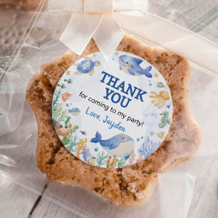 Ozeantiere Junge unter dem Meer Geburtstag Runder Aufkleber