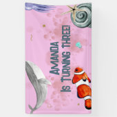 Ozeantiere Party Whale Wild Life rosa Banner (Vertikal)