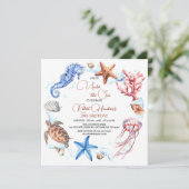 Ozeantiere unter dem Meer Einladung zum Geburtstag (Stehend Vorderseite)