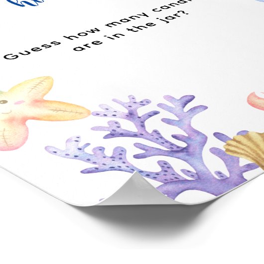 Ozeantiere - Wie viele Bonbons sind im Glas? Poster (Ecke)