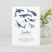 Ozeantiere zum Geburtstag Einladung (Stehend Vorderseite)