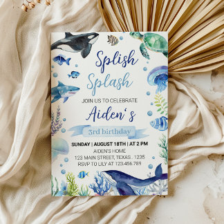 Ozeantierjunge zum Geburtstag unter dem Meer Einladung