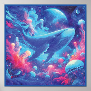 Ozeanträume psychedelischer Wal Poster