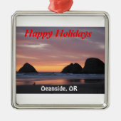Ozeanufer, Oregon Ordiment Silbernes Ornament (Vorne)