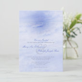 Ozeanwelle: Blass blauer Hochzeitsempfang Einladung (Stehend Vorderseite)