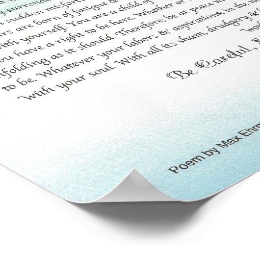 Ozeanwelle DESIDERATA Poster (Ecke)