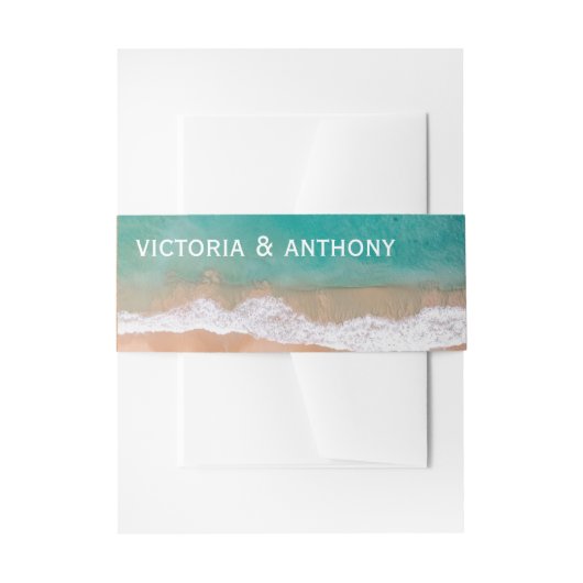Ozeanwelle, Hochzeit am Strand Einladungsbanderole (Vorderseite Beispiel)