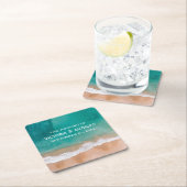 Ozeanwelle, Hochzeit am Strand Rechteckiger Pappuntersetzer (Vor Ort)