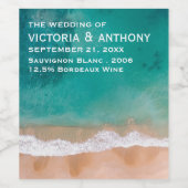 Ozeanwelle, Hochzeit am Strand Weinetikett (Einzelnes Label)
