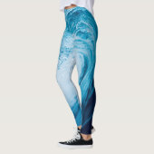 Ozeanwelle in Blüten Leggings (Links)