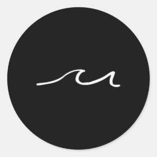 Ozeanwelle Minimalistisches Design Ozeanliebhaber Runder Aufkleber