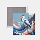 Ozeanwelle Reiher Magnet (Vorderseite/Rückseite)