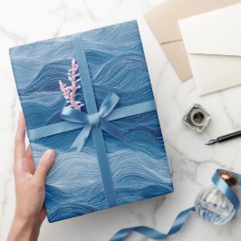 Ozeanwelle Tiefblauer Nebel Weiß Abstraktes Muster Geschenkpapier