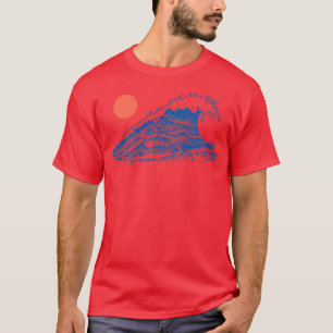 Ozeanwelle unter einer roten Sonne Traditioneller  T-Shirt