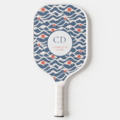 Ozeanwellen Blau-Orange-Sonnendongram Pickleball Schläger (Rückseite)