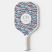 Ozeanwellen Blau-Orange-Sonnendongram Pickleball Schläger (Vorderseite)