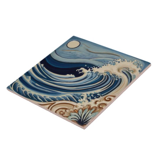 Ozeanwellen Blau und Weiß Meer durch Mondlicht Fliese (Seite)