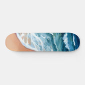 Ozeanwellen Blau Wasserfarbe Küste Skateboard (Horizontal)