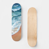 Ozeanwellen Blau Wasserfarbe Küste Skateboard (Vorderseite)