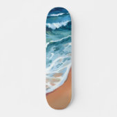 Ozeanwellen Blau Wasserfarbe Küste Skateboard (Vorne)