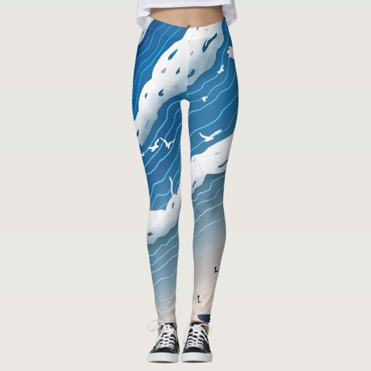 Ozeanwellen Damen-Leggings Leggings (Vorderseite)