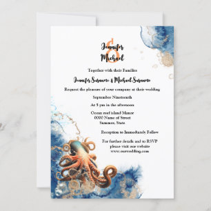 Ozeanwellen des Ozeans, blau-orange, küstenchisch Einladung